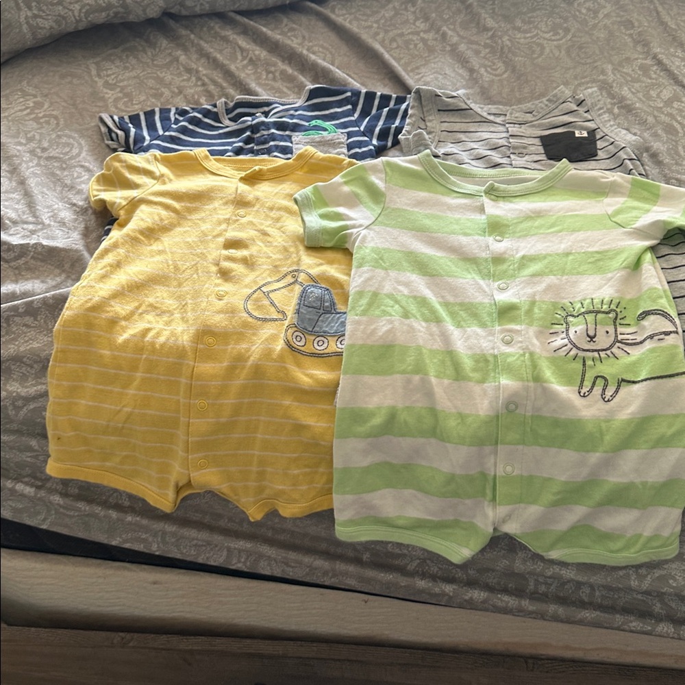 Carter's Striped Bodysuits - Yellow, Green, Blue, Gray